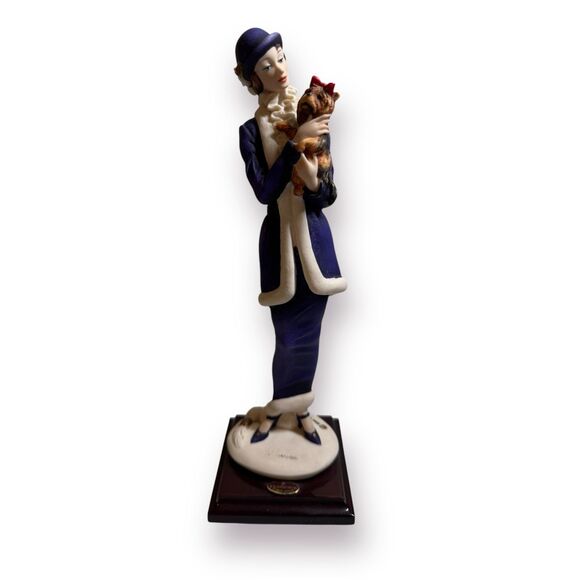 Giuseppe Armani Figurines "Lady with Dog" Yorkie Florence Italy 1987 #0421C Rare - Picture 1 of 9